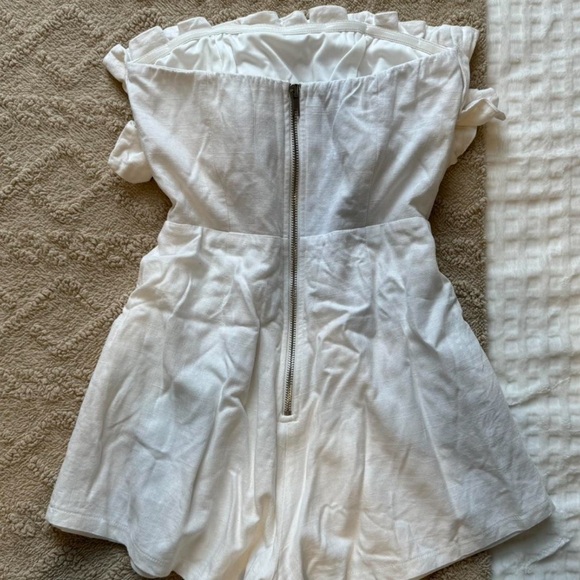 White Strapless Ruffle Romper - Picture 2 of 3